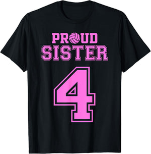 Proud Volleyball Sister Number 4 P T-Shirt - T-Shirt | Black