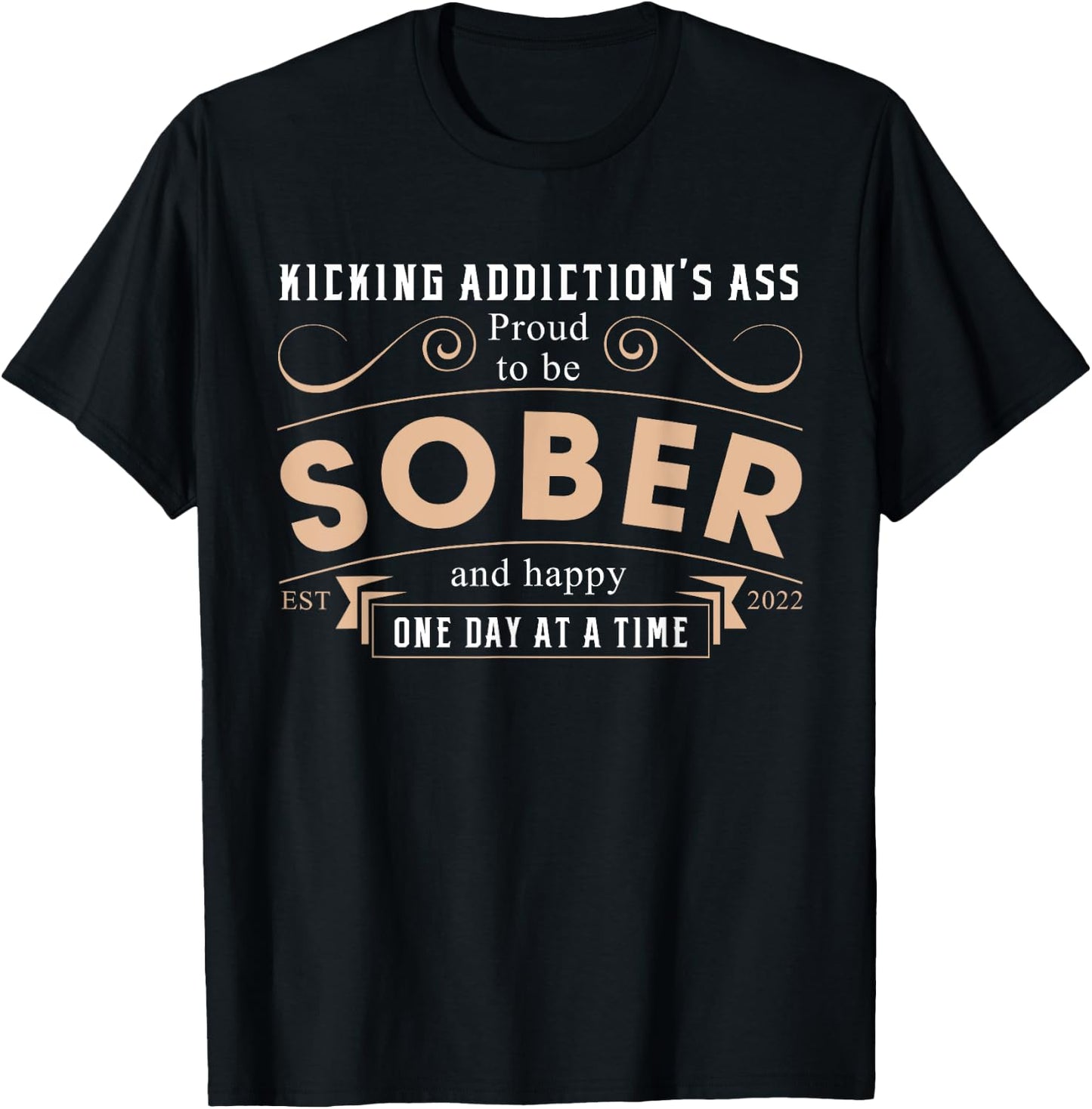 Sober Since 2022 - 3 Years Sobriety Anniversary Quote T-Shirt - T-Shirt | Black