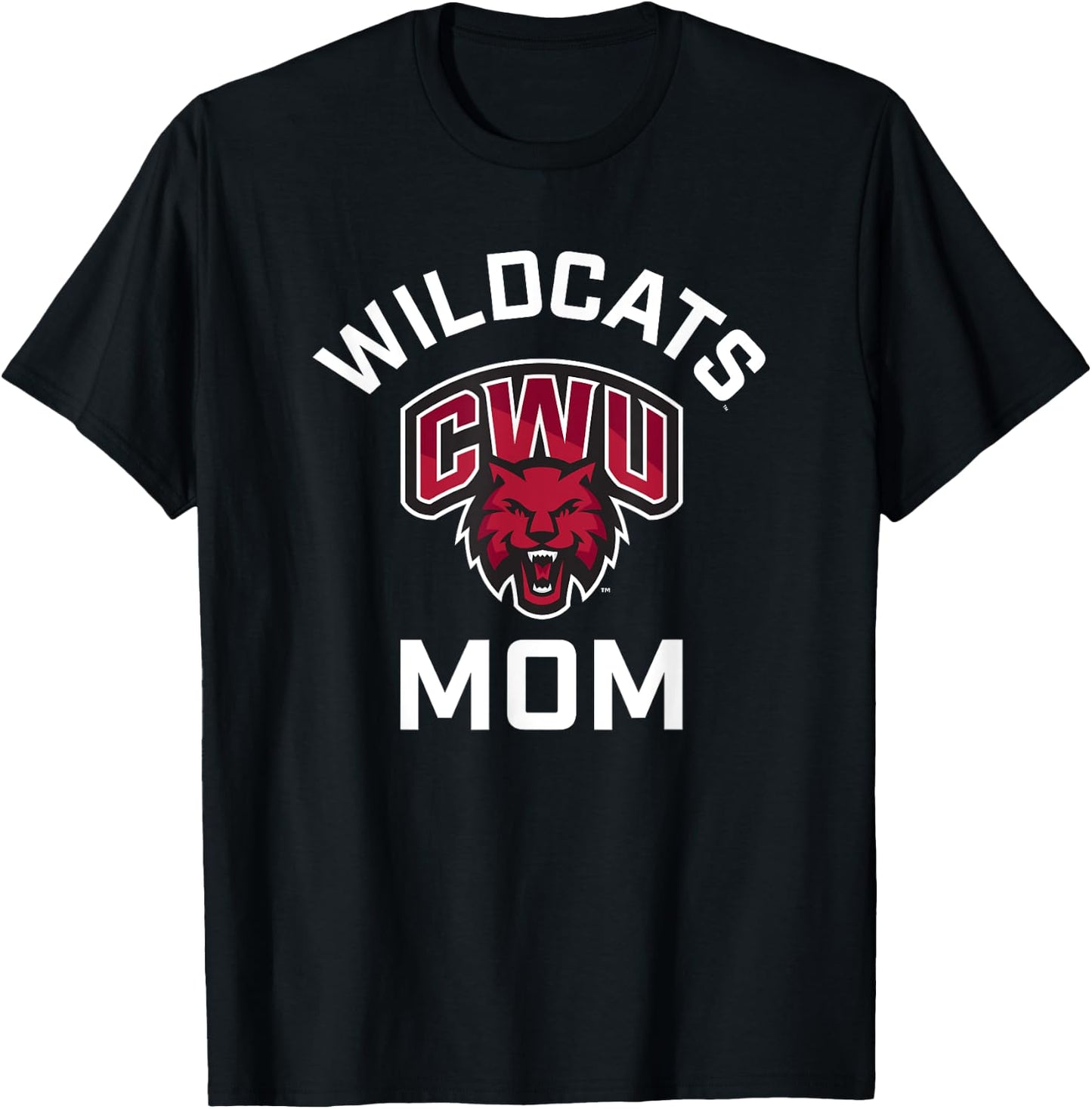 Central Washington University Wildcats Arched Mom T-Shirt - T-Shirt | Black