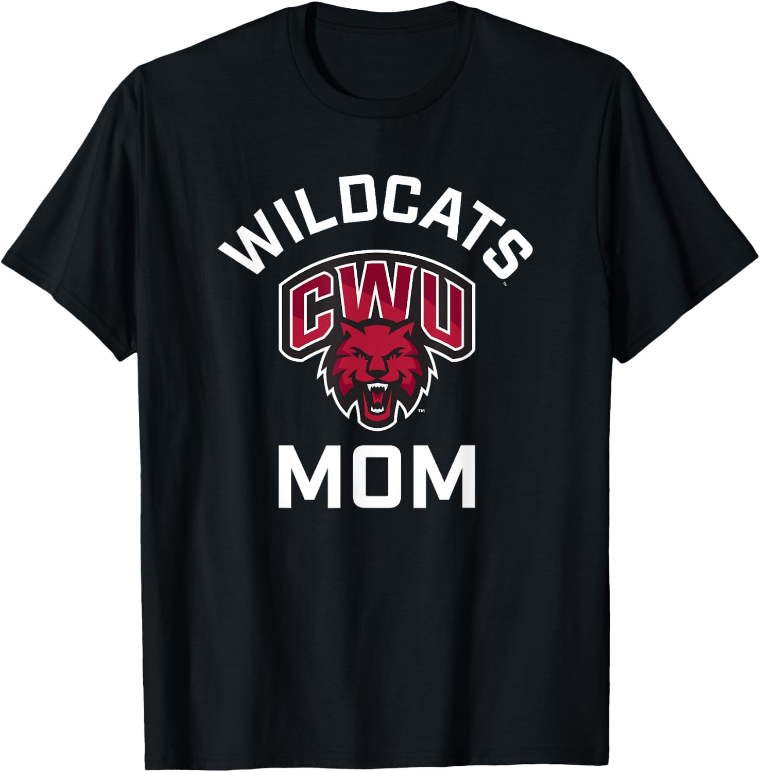 Central Washington University Wildcats Arched Mom T-Shirt - T-Shirt | Black