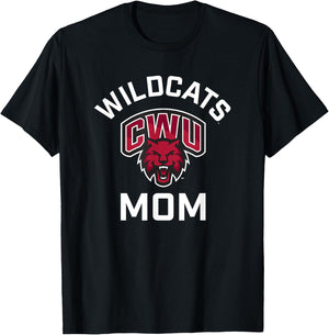 Central Washington University Wildcats Arched Mom T-Shirt - T-Shirt | Black