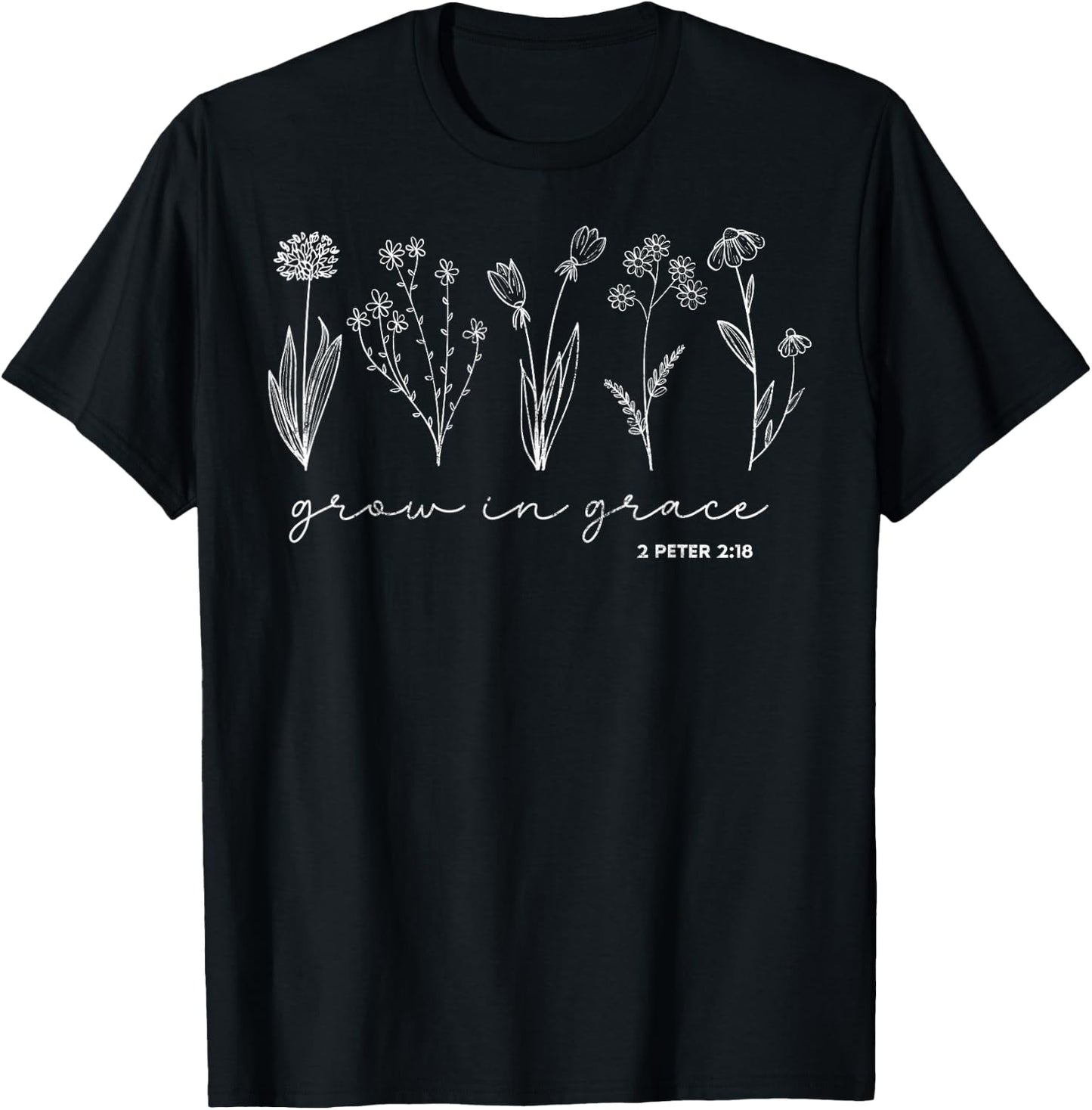 Grow in Grace 2 Peter 2:18 Christian Bible Study Lover T-Shirt - T-Shirt | Black
