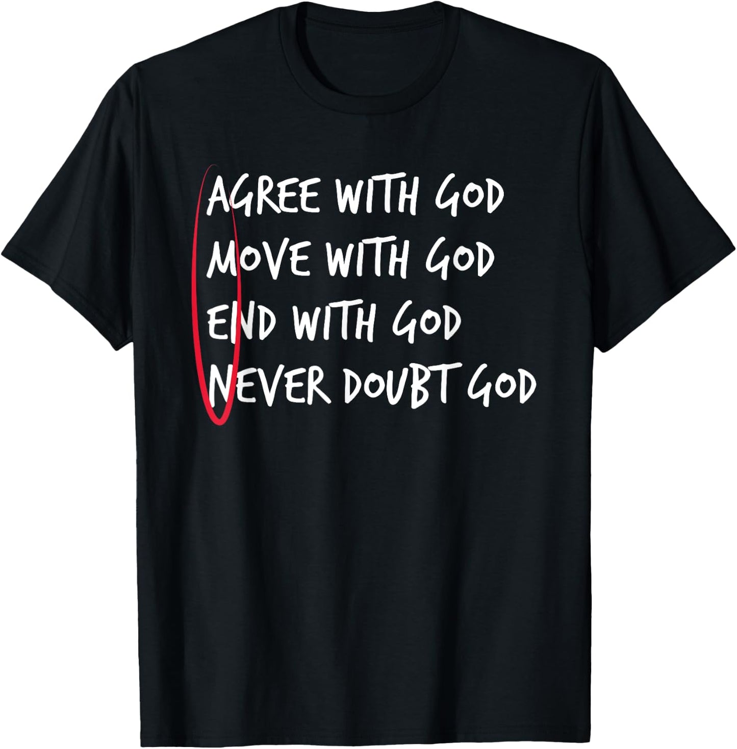 Christian Amen Agree Move End Never Doubt God T-Shirt - T-Shirt | Black