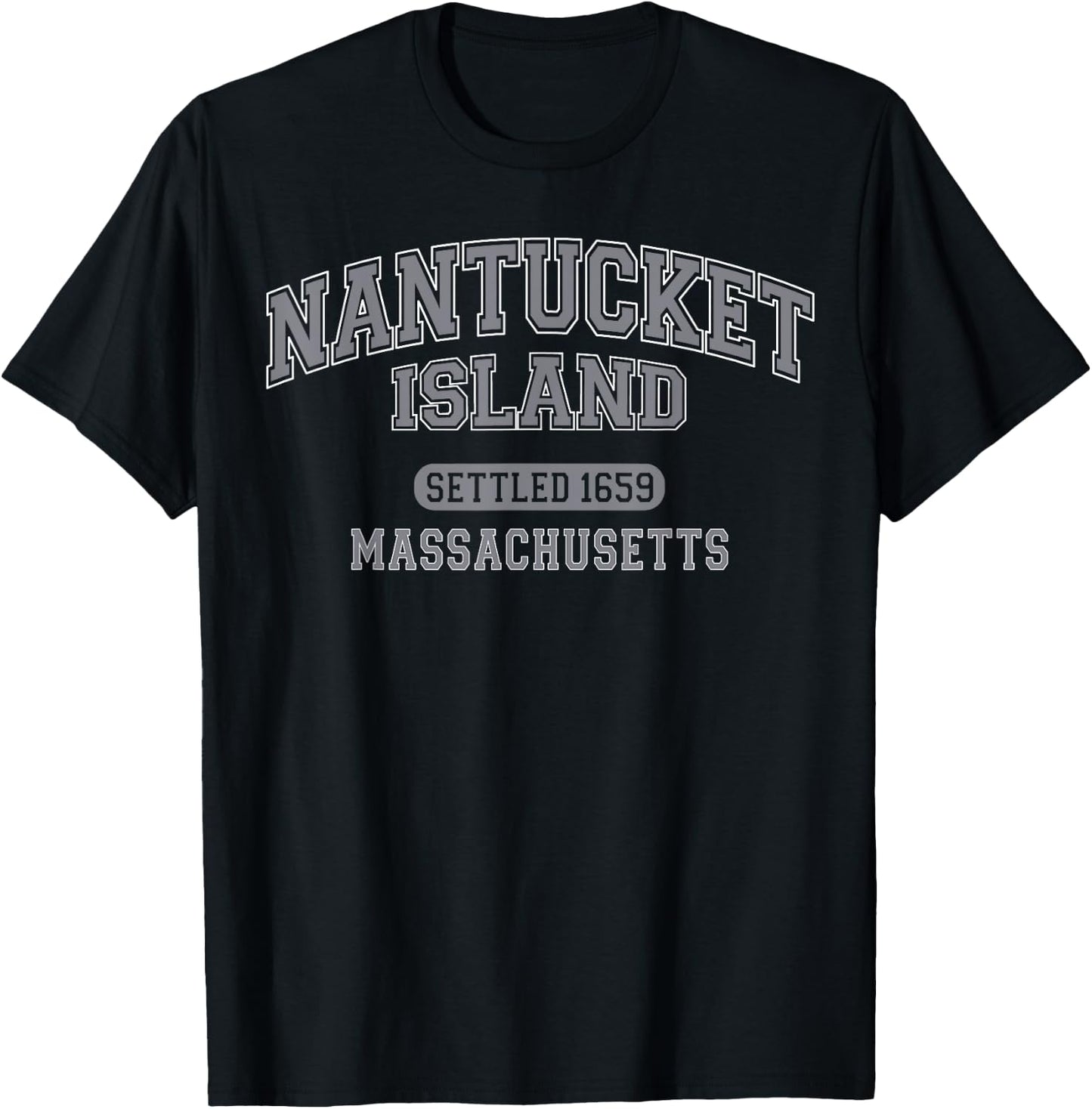 Nantucket Island Massachusetts Vintage Sports Grey T-Shirt - T-Shirt | Black
