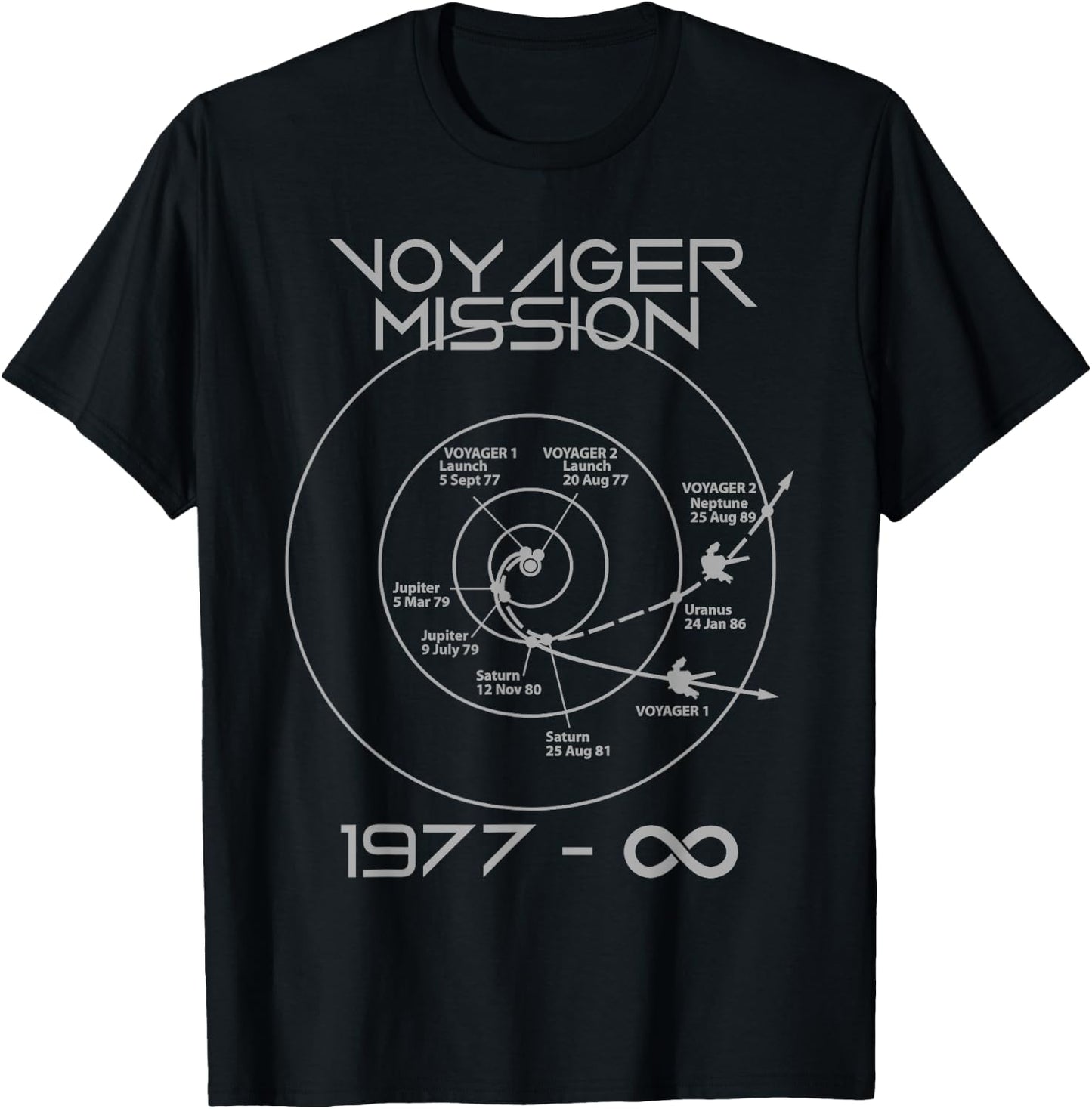 Space Voyager 1 2 Probes Outer Space Exploration Trajectory T-Shirt - T-Shirt | Black