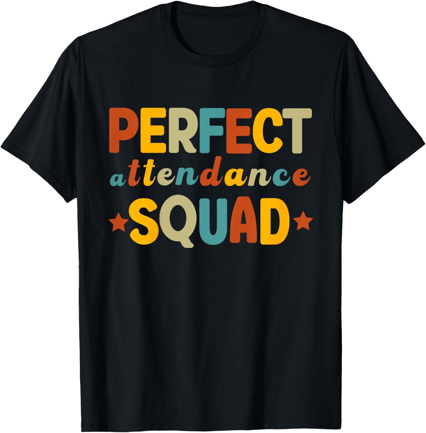 Kids Retro Perfect Attendance Squad 70s Boys Girls School Year T-Shirt - T-Shirt | Black