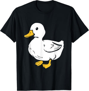 American White Pekin Duck Cute cartoon Duck Funny Duckling T-Shirt - T-Shirt | Black