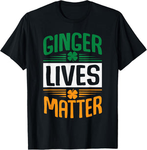 Ginger Lives Matter Shamrocks Red Headed St Patricks Day T-Shirt - T-Shirt | Black