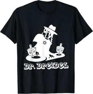 Hanukkah Hebrew Holiday Gift Funny Boys Teen DJ Dr Dreidel T-Shirt - T-Shirt | Black