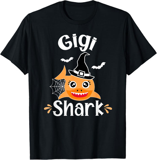 Gigi Shark Funny Halloween Gigi Grandma T-Shirt - T-Shirt | Black