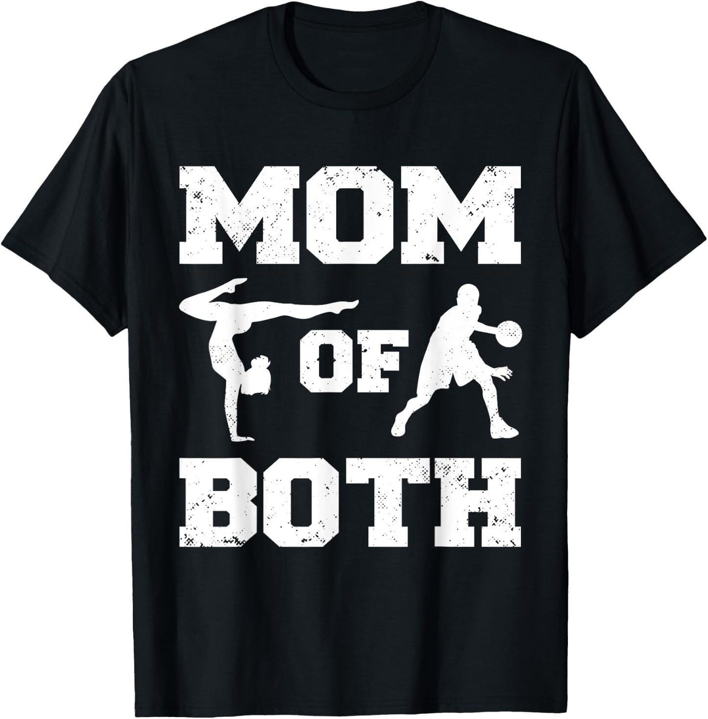 Mom Of Both Funny Basketball Gymnastics Mom T-Shirt - T-Shirt | Black