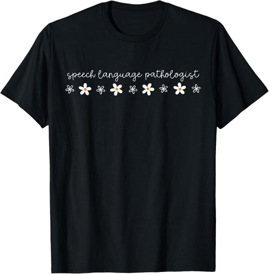 Retro Daisy Flower Speech Language Pathologist SLP Therapy T-Shirt - T-Shirt | Black