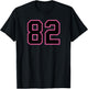 Number #82 Pink Black Sports Team Varsity Number T-Shirt - T-Shirt | Black