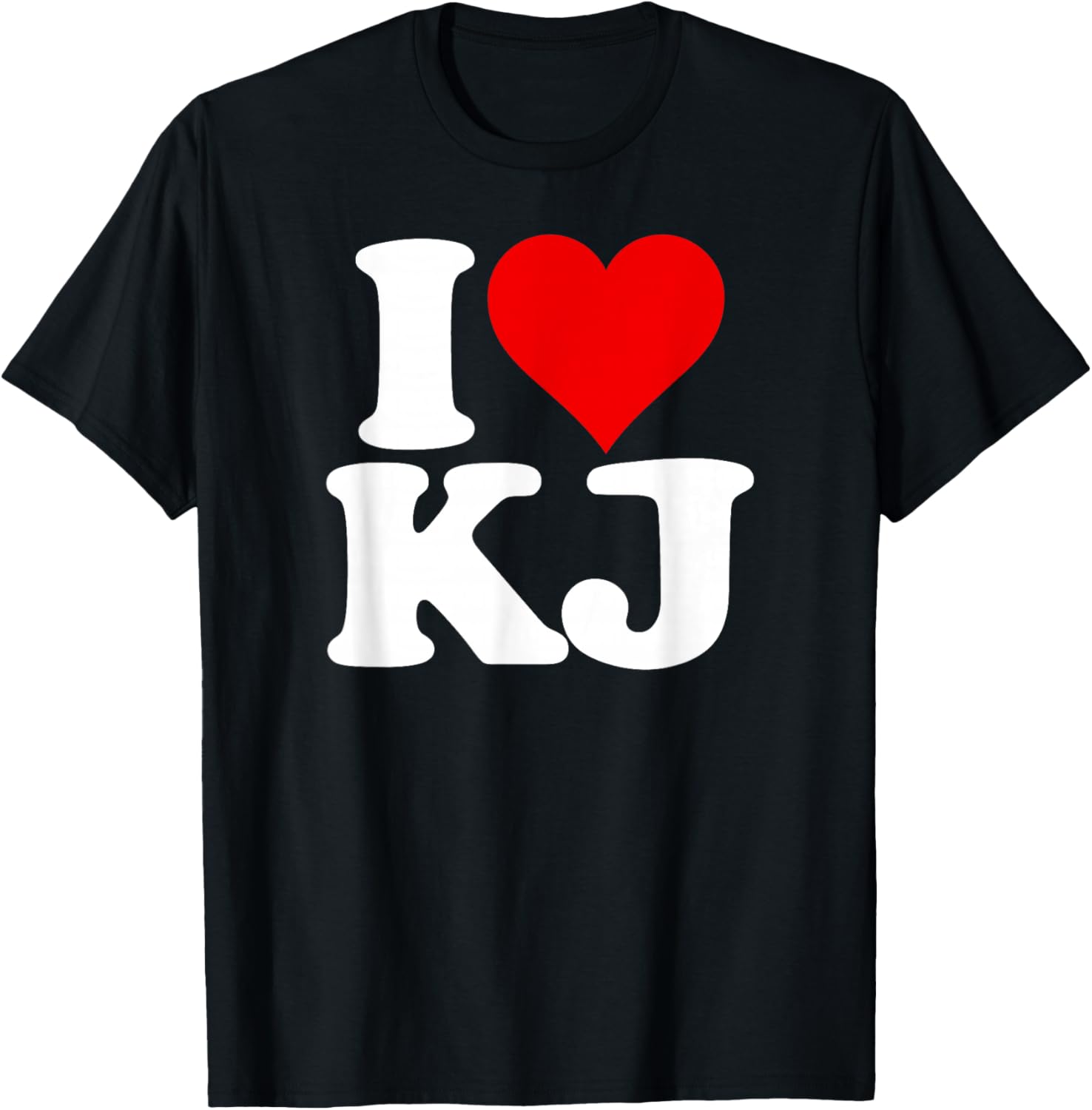 I Love Heart Kj K J Initials Name Nickname on a T-Shirt - T-Shirt | Black