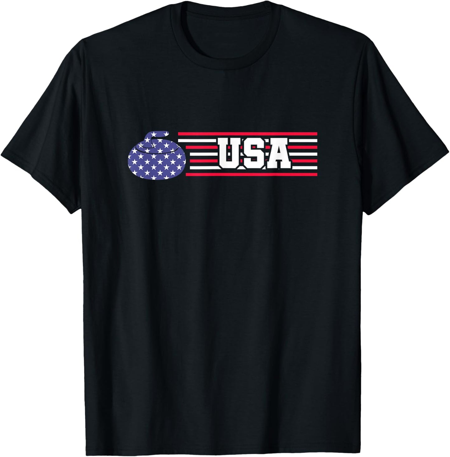 Curling Stone USA Team Players American Flag T-Shirt - T-Shirt | Black