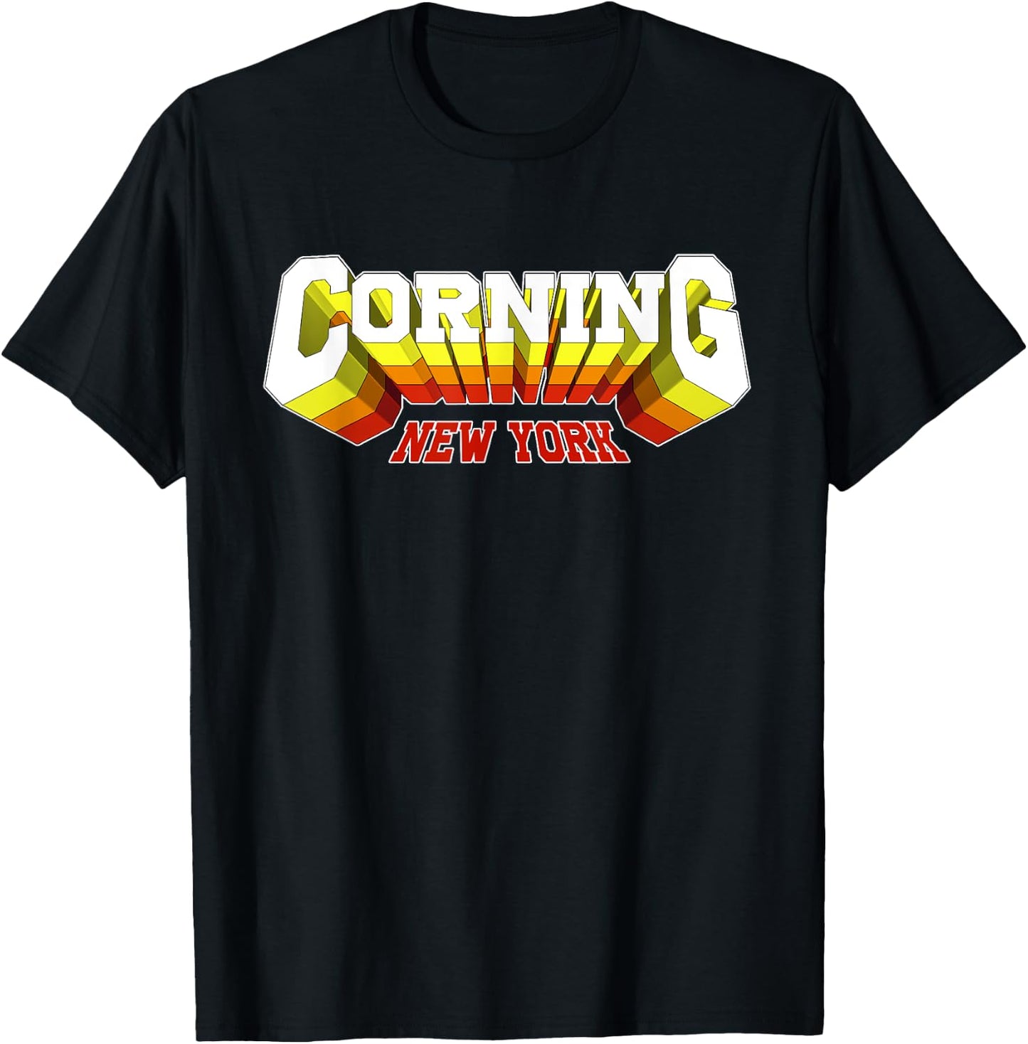 Retro Corning City NY New York T-Shirt - T-Shirt | Black