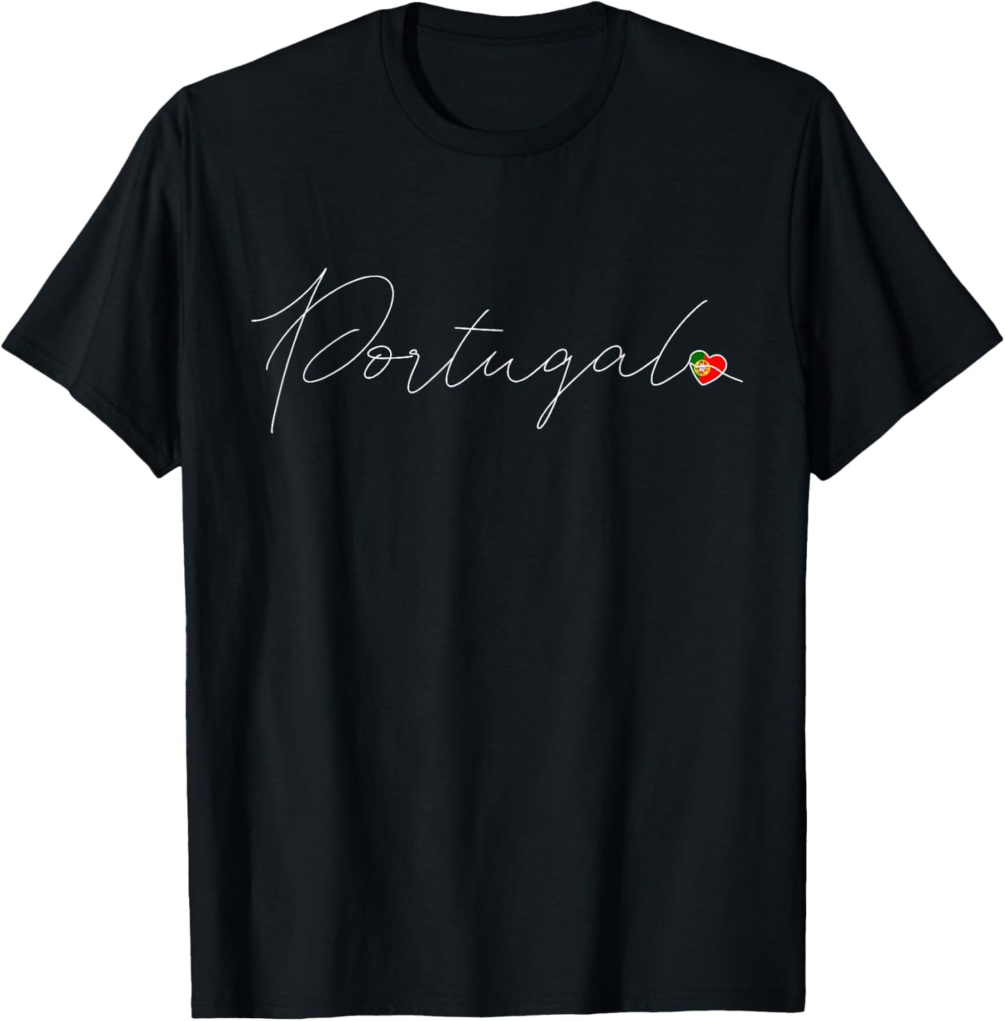 Portugal Simple Love Portuguese Flag Heart on Portugal T-Shirt - T-Shirt | Black