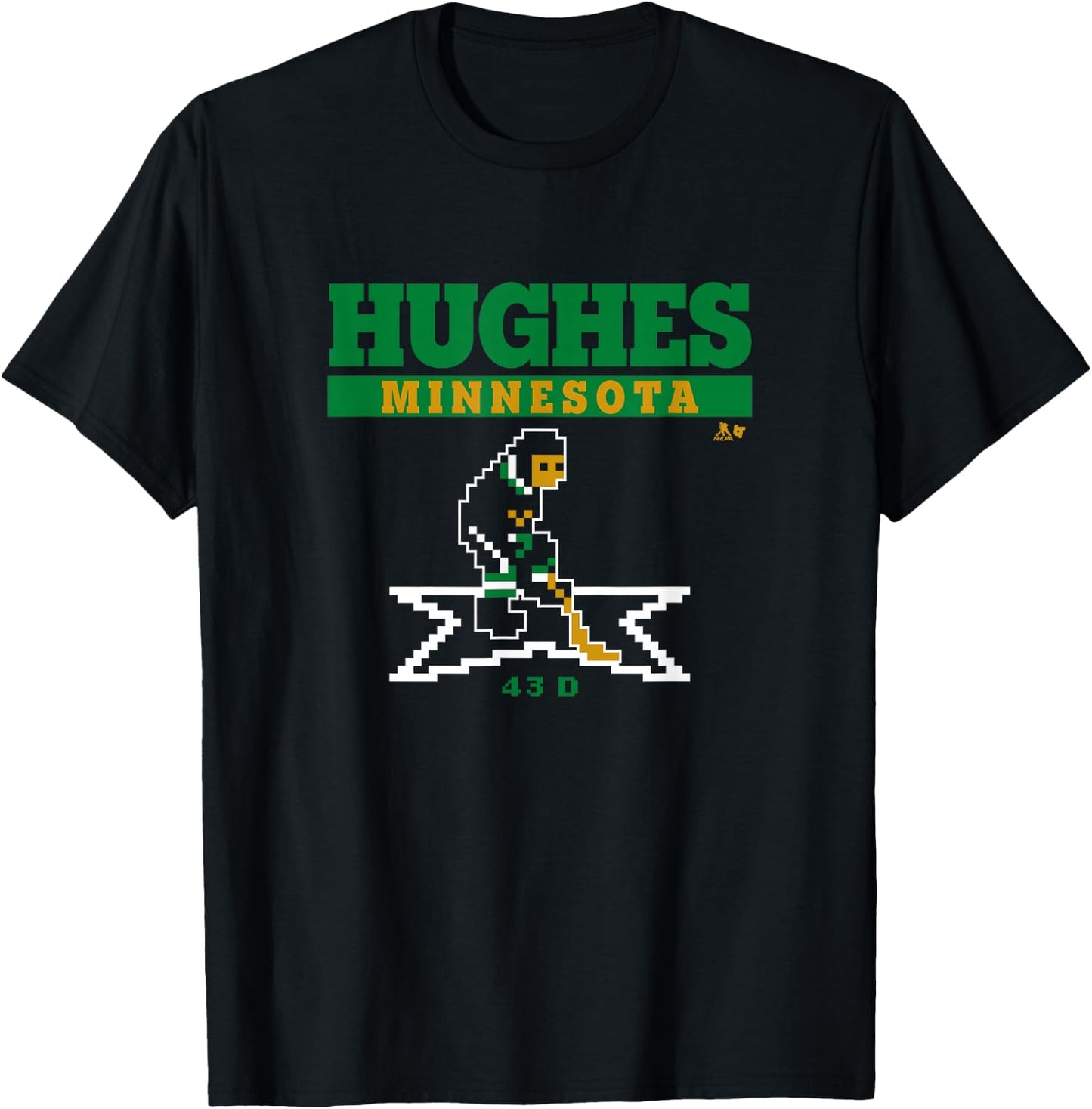 Quinn Hughes - Retro Hockey - Minnesota Hockey T-Shirt - T-Shirt | Black