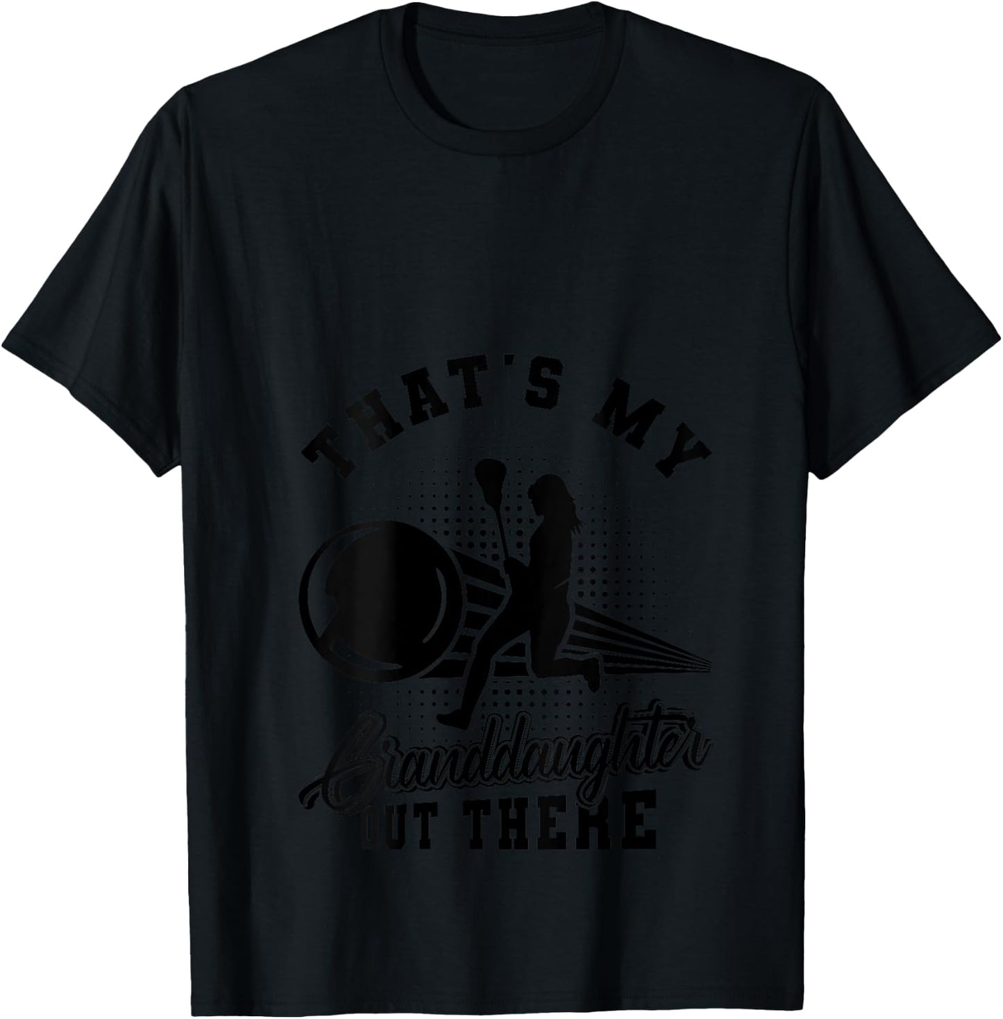 Lacrosse That's My Granddaughter Out There Grandpa Grandma V-Neck T-Shirt - T-Shirt | Black