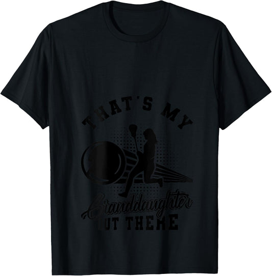 Lacrosse That's My Granddaughter Out There Grandpa Grandma V-Neck T-Shirt - T-Shirt | Black