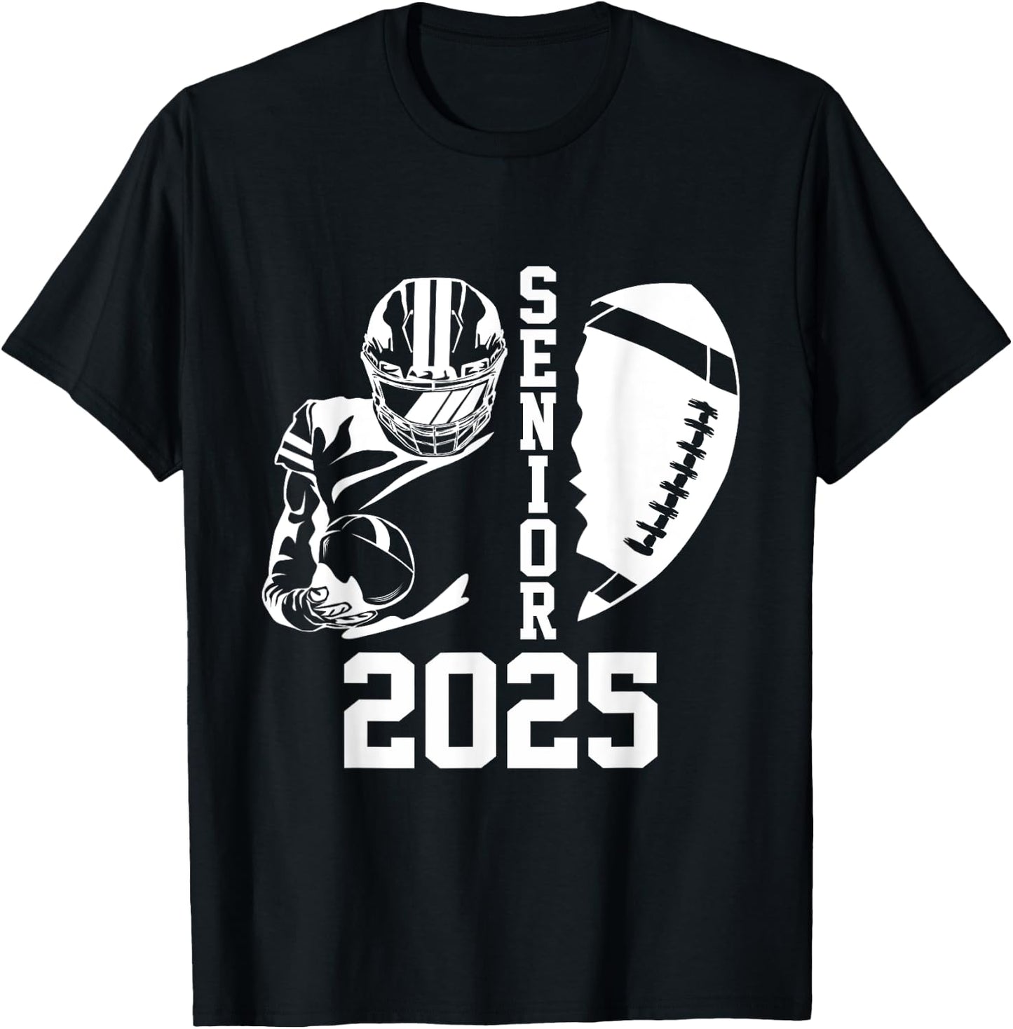 Graduate Senior Class of 2025 Graduation American Football T-Shirt - T-Shirt | Black