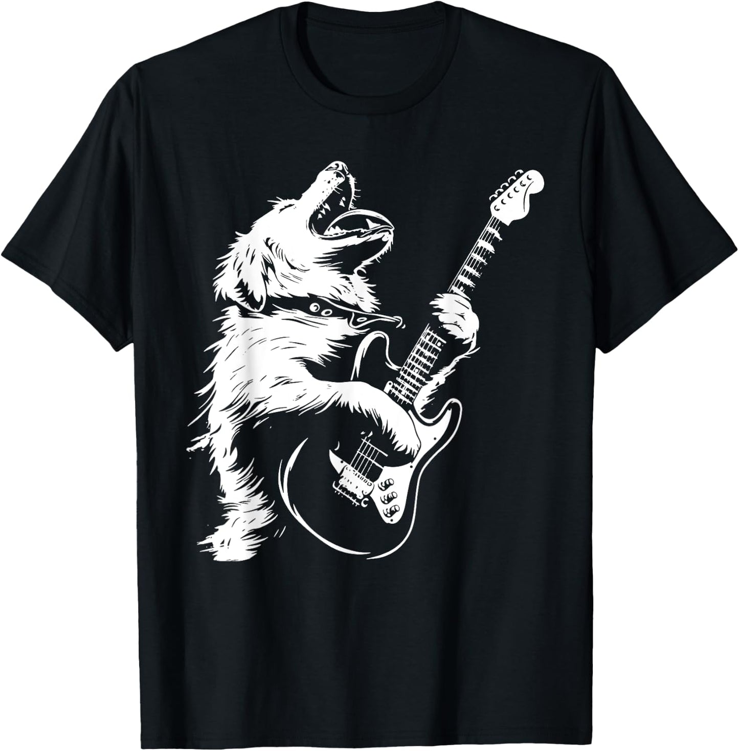 Dog Guitarist Guitar - Great Pyrenees Dad Mom Men Women T-Shirt - T-Shirt | Black