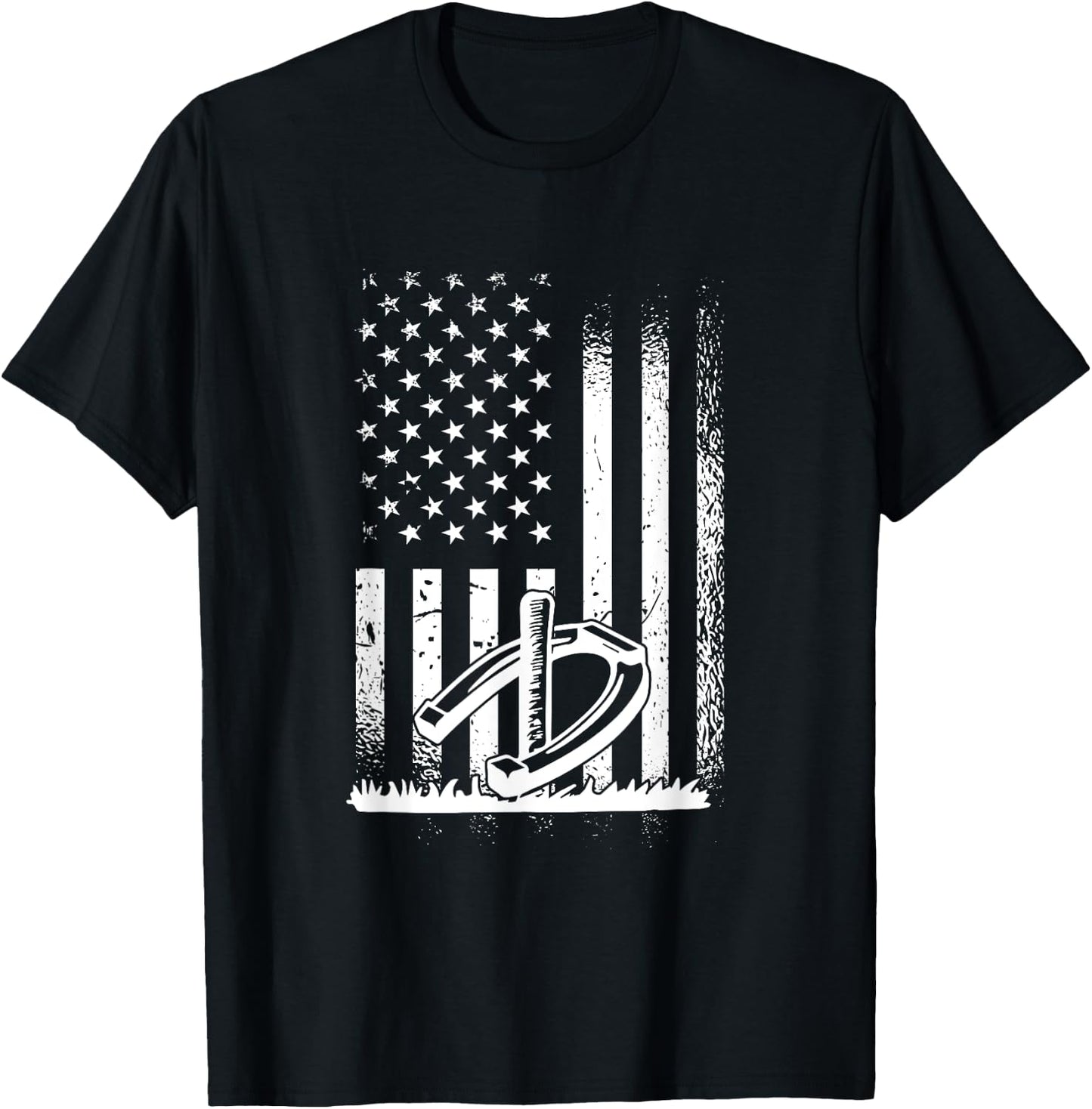 American Horseshoes Player, Horseshoe Pitching T-Shirt - T-Shirt | Black