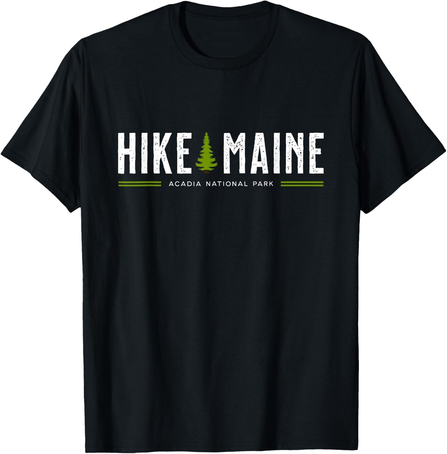 Maine Acadia National Park Hike Tree Retro Graphic T-Shirt - T-Shirt | Black