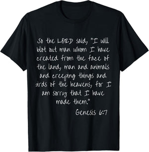 Bible verse Genesis 6:7 Text scripture God Believing T-Shirt - T-Shirt | Black