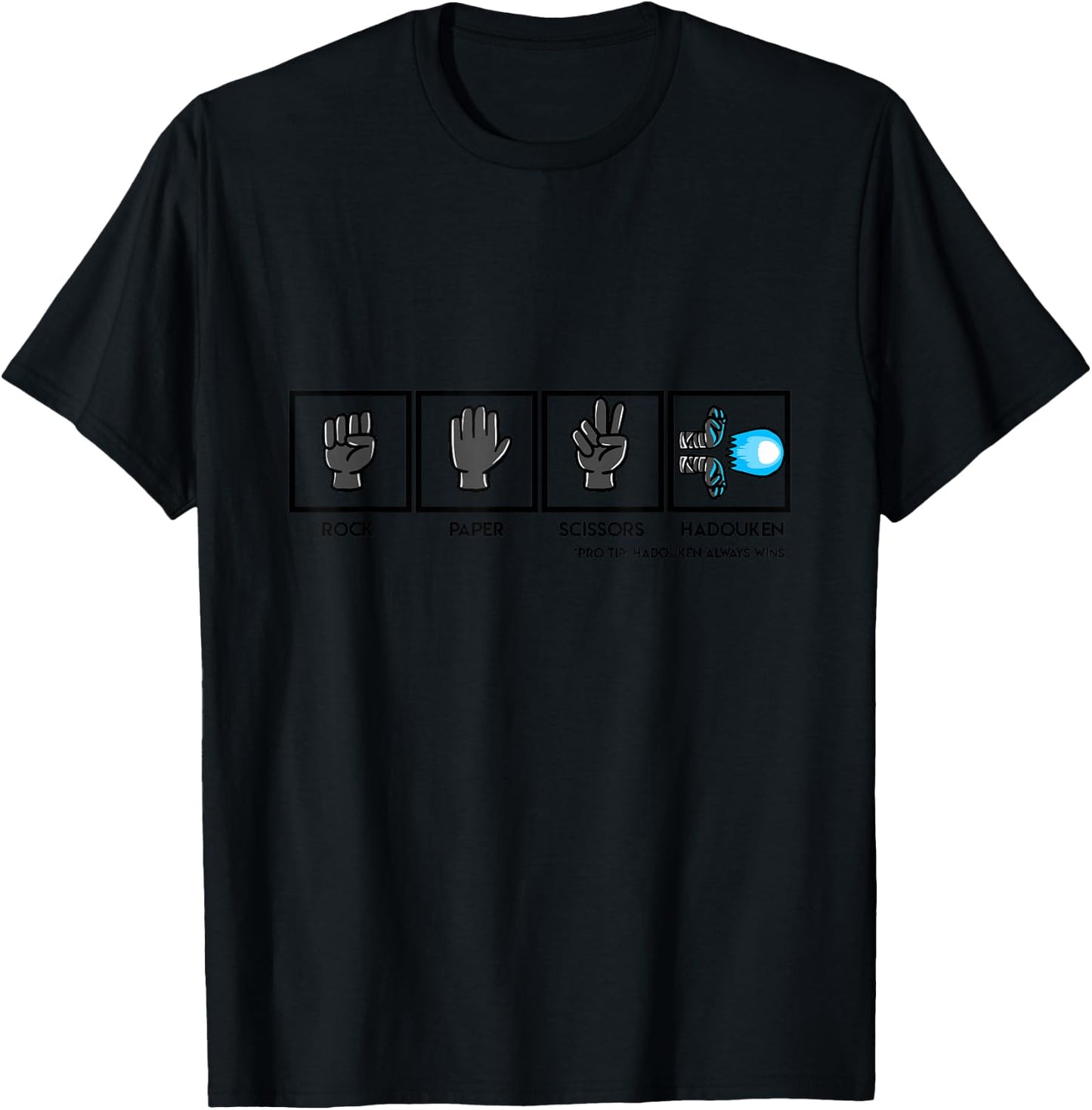 Rock Paper Scissors Hadoukenn Funny Video Gamer Geek Gift T-Shirt - T-Shirt | Black