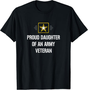 Proud Daughter Of An Army Veteran T-Shirt - T-Shirt | Black