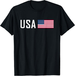 American Flag Cool Patriotic Men Women 4th of July USA Flag T-Shirt - T-Shirt | Black