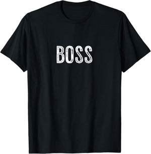 Distressed Boss Typography Minimalist Statement Design T-Shirt - T-Shirt | Black