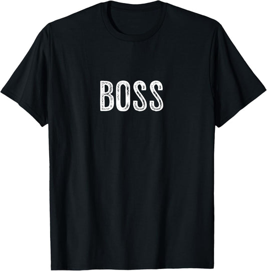 Distressed Boss Typography Minimalist Statement Design T-Shirt - T-Shirt | Black