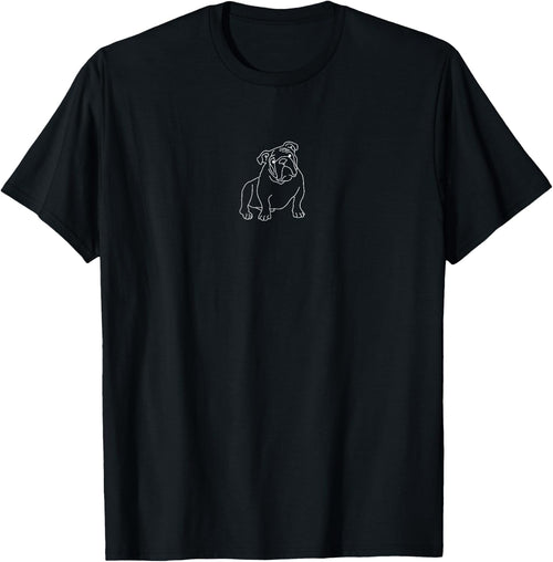 Minimal Line Art Sitting Bulldog Breed Dog Men Women Kids