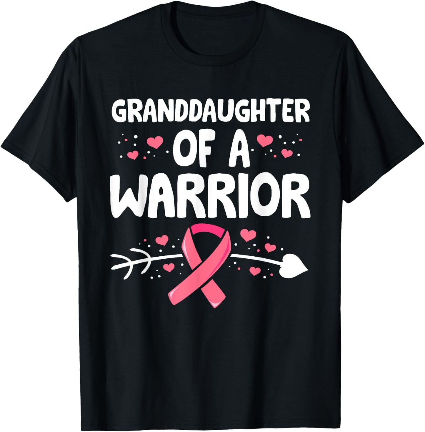 Breast Cancer GrandDaughter Of A Warrior Pink Ribbon Grandma T-Shirt - T-Shirt | Black