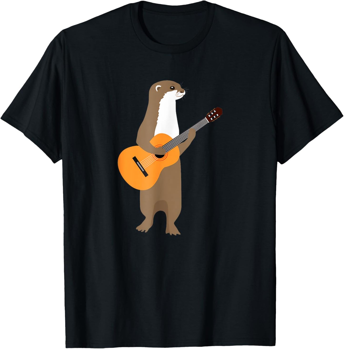 Guitar Otter Animal Musical Funny Cute Otter Band T-Shirt - T-Shirt | Black