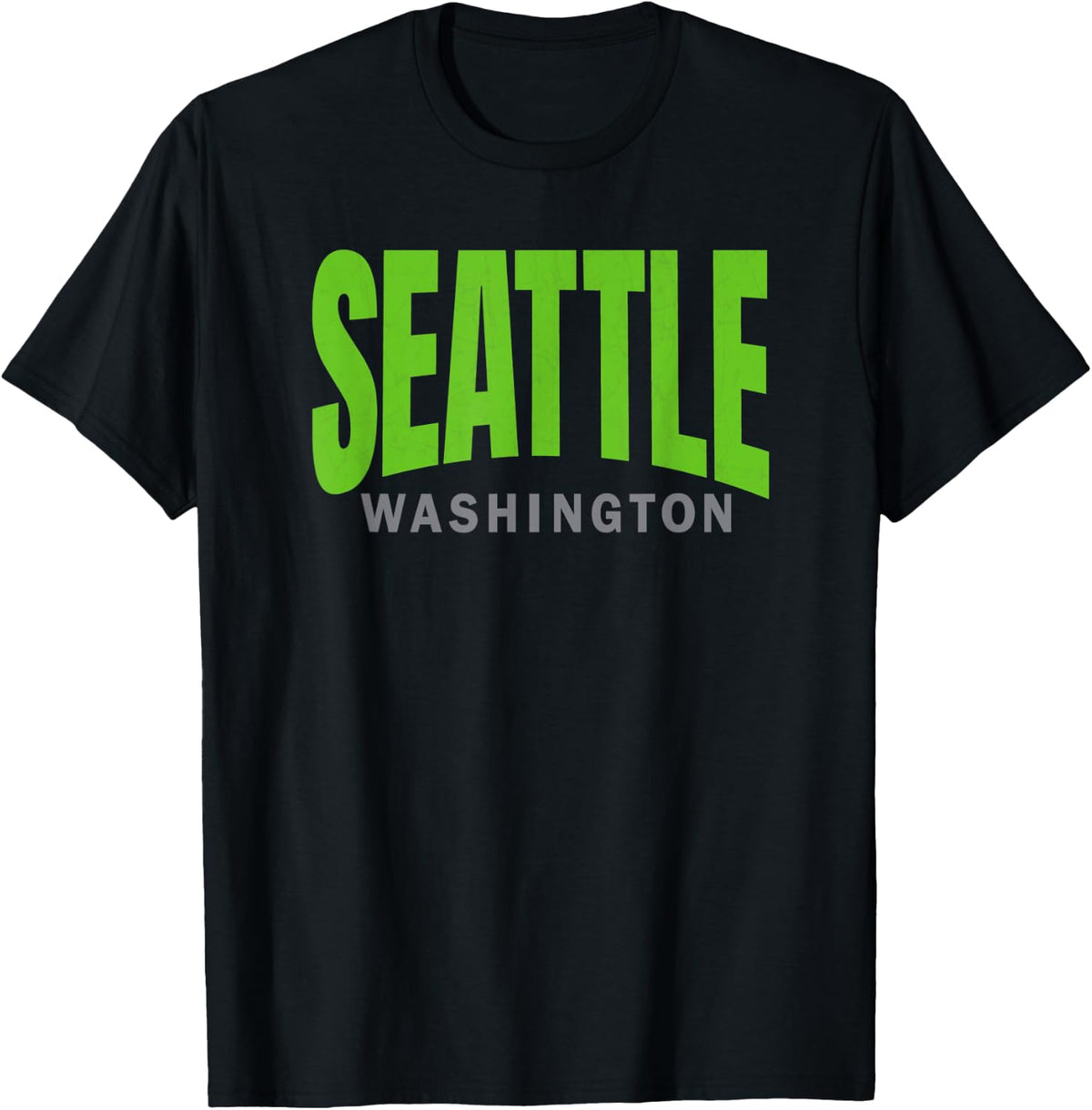 Bright-Green Seattle Arc Cuved Seattle Lime-Green Classic T-Shirt - T-Shirt | Black