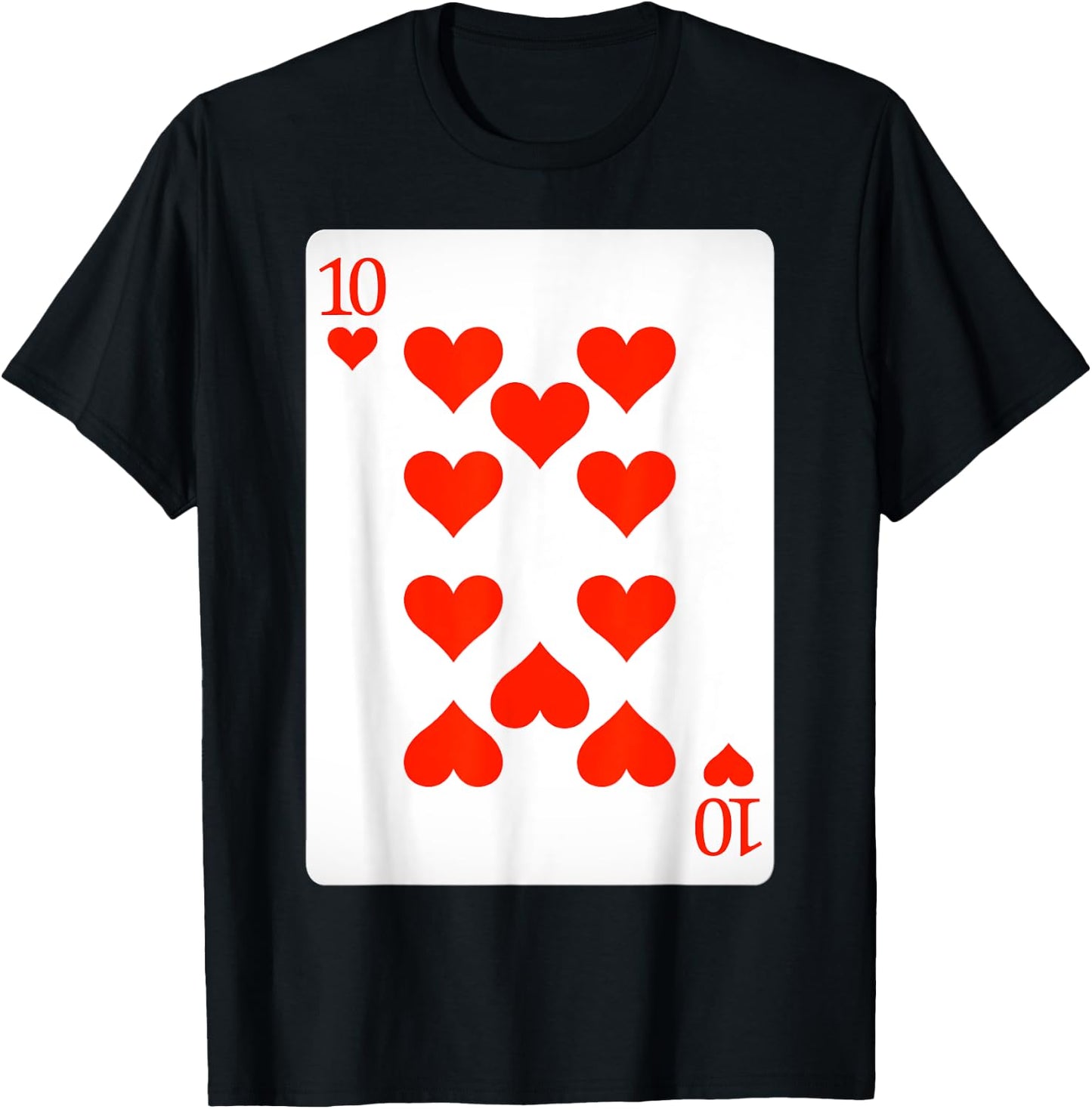 10 Ten of Hearts Playing Cards Shirt Easy Halloween Costume T-Shirt - T-Shirt | Black