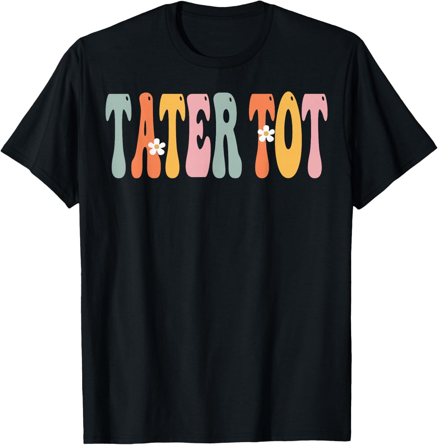 TATER TOT Retro Groovy Mom Cute Mother's Day Funny Grandma T-Shirt - T-Shirt | Black