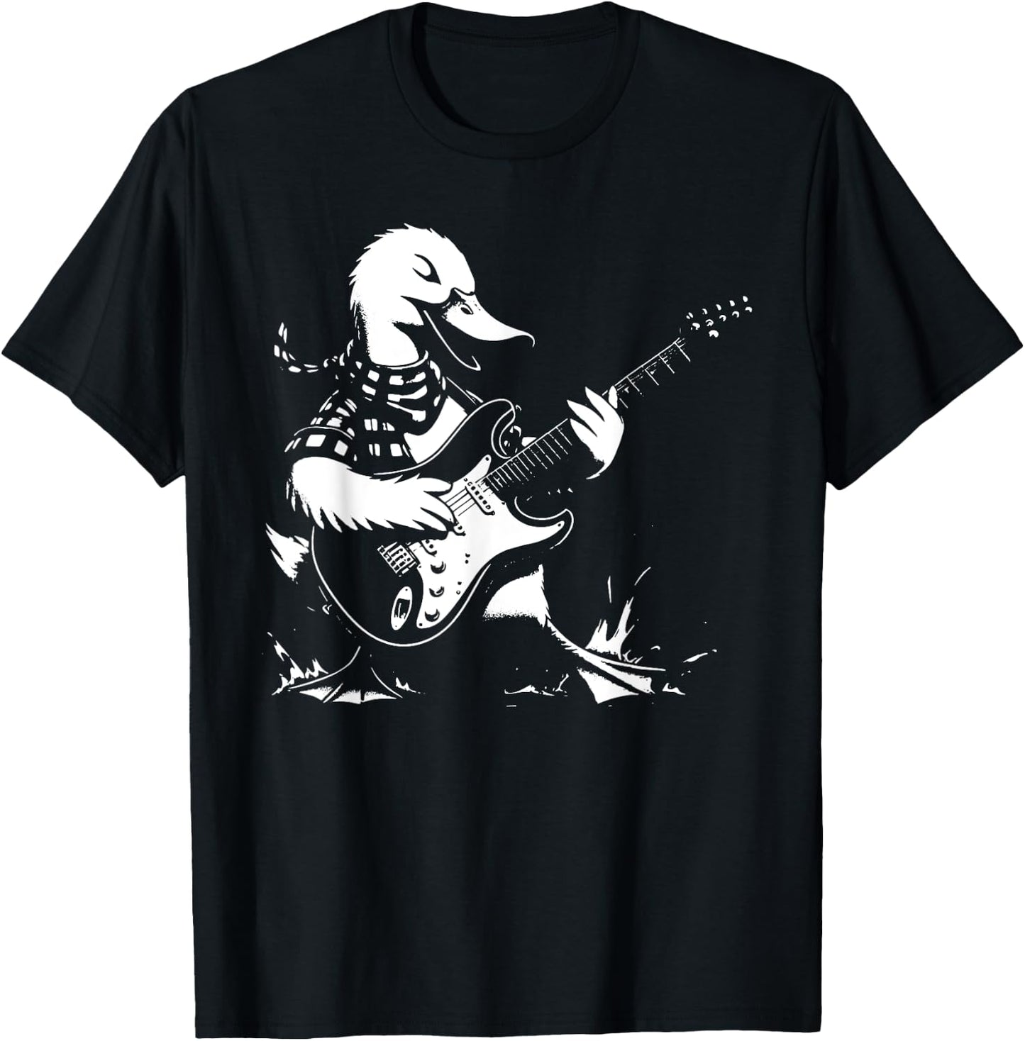 Duck Playing Bass Guitar Shirt Animal Playing Guitar T-Shirt - T-Shirt | Black