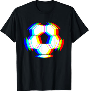 Soccer Ball Trippy EDM Glitch Techno Rave T-Shirt - T-Shirt | Black