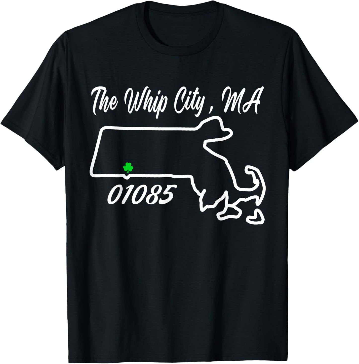 The Whip City, MA 01085 Cool State Pride T-Shirt - T-Shirt | Black