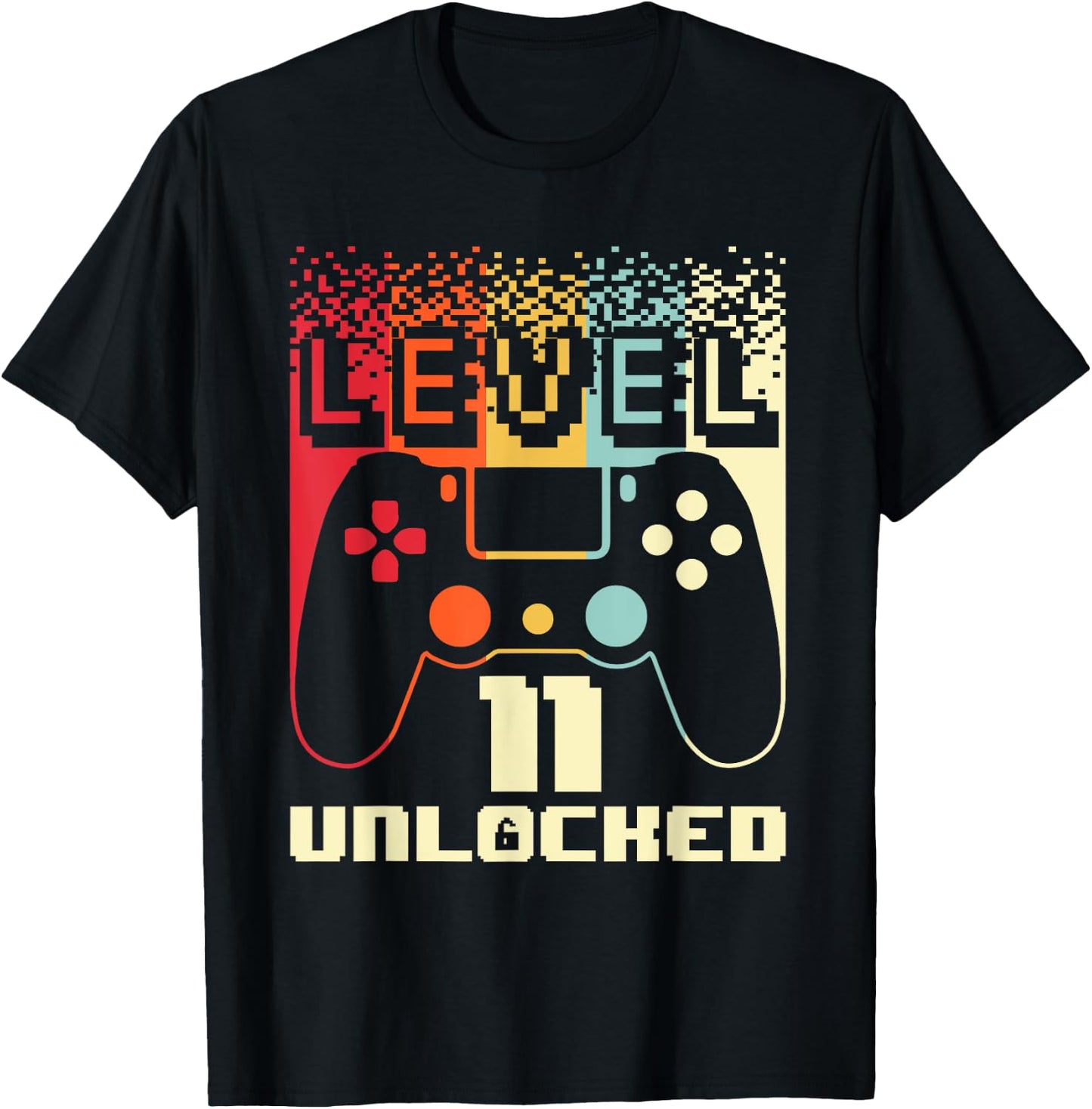 11th Birthday For Boys Level 11 Unlocked Gamer 11 Year Old T-Shirt - T-Shirt | Black