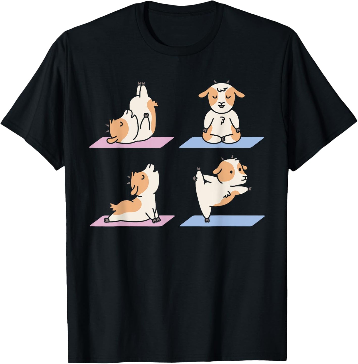 Goat Cute Yoga Animal Poses Yogi Goat Yoga T-Shirt - T-Shirt | Black