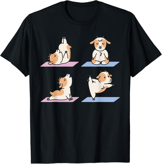 Goat Cute Yoga Animal Poses Yogi Goat Yoga T-Shirt - T-Shirt | Black