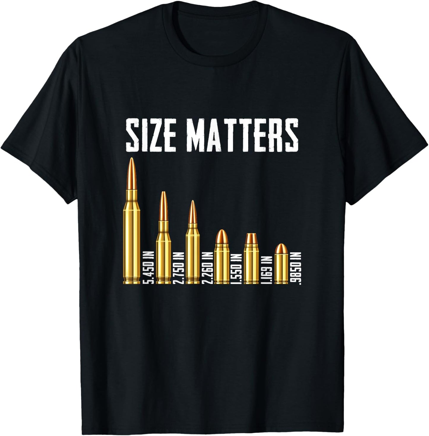 Retro Vintage Ammo Size a Matter Different-Caliber Bullets T-Shirt - T-Shirt | Black