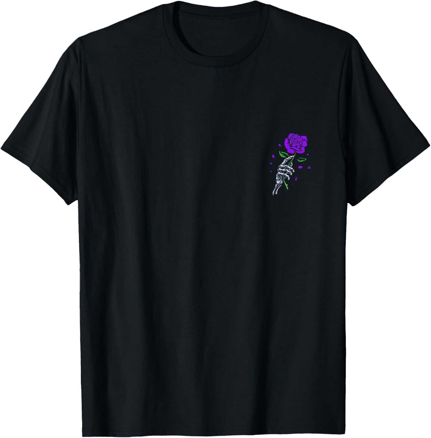 Purple Skeletal Last Rose Purple Color Graphic T-Shirt - T-Shirt | Black