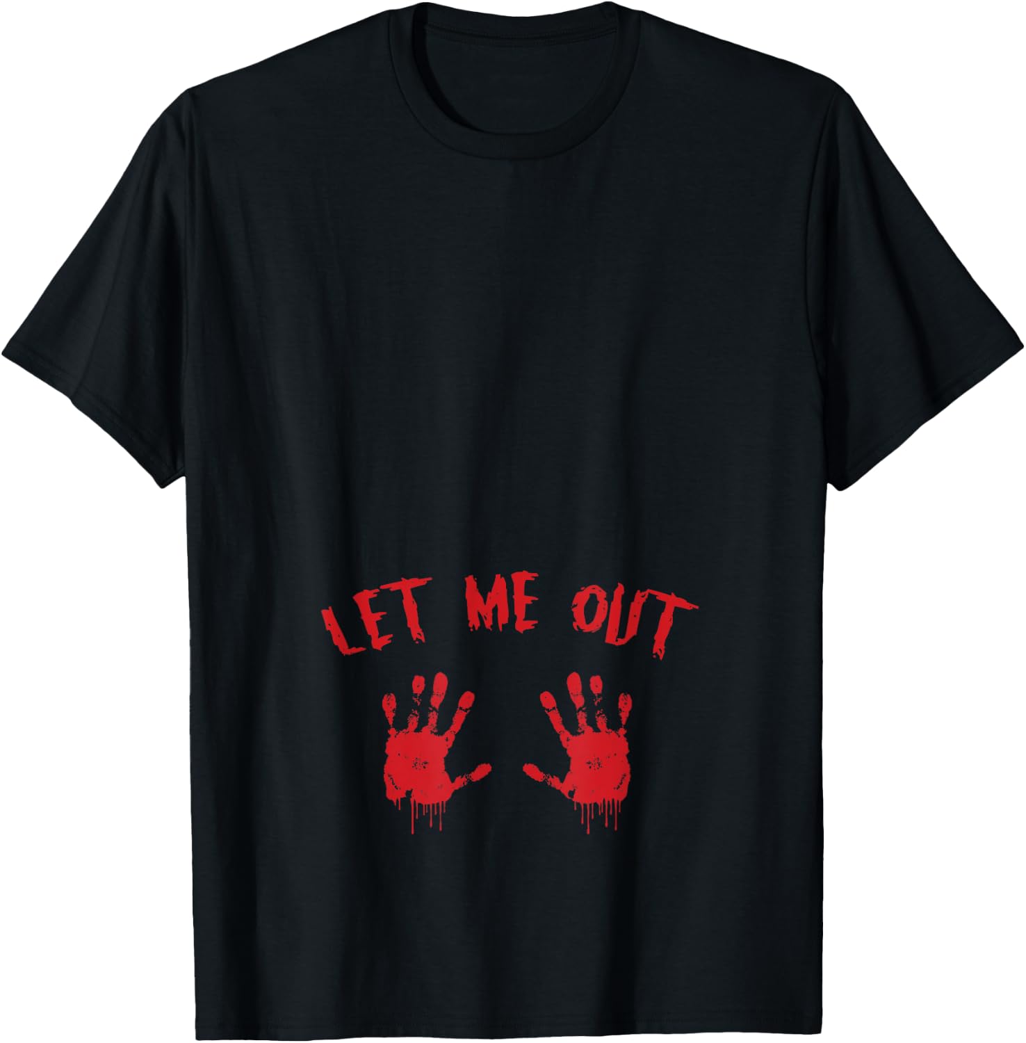 Let Me Out Bloody Hand Print Pregnant Halloween Costume T-Shirt - T-Shirt | Black