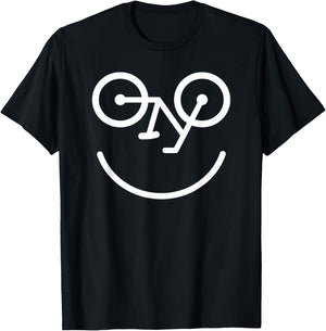 Funny Bicycle Face - Smile Glasses Reversed Smiling Bike T-Shirt - T-Shirt | Black